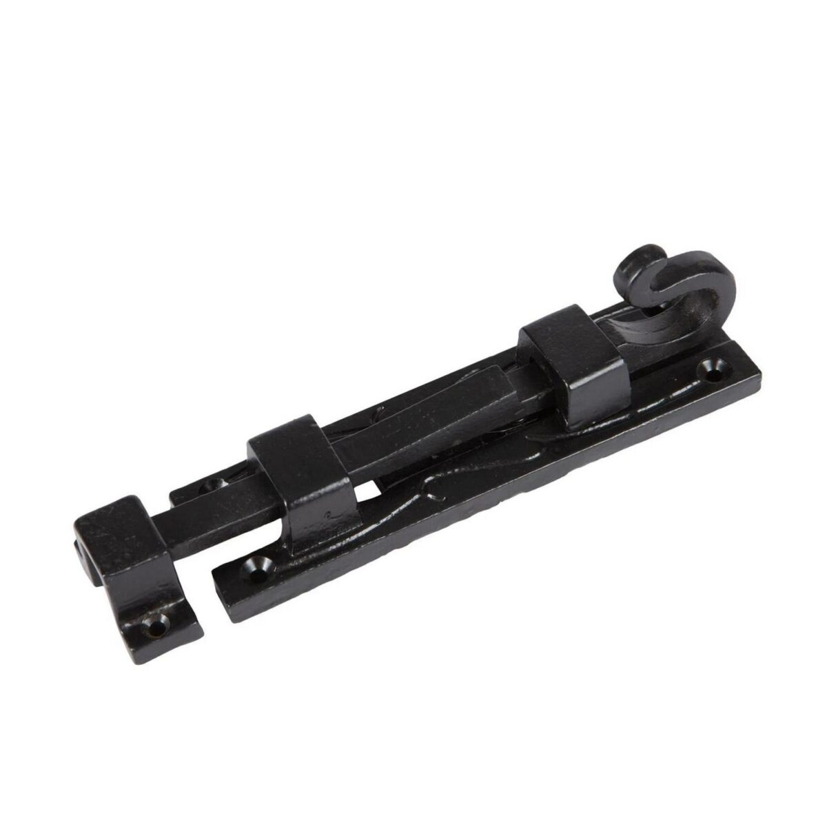 2x Straight Shepherd's Crook Surface Bolt Cast Iron Antique Door W140mm Black - Image 4