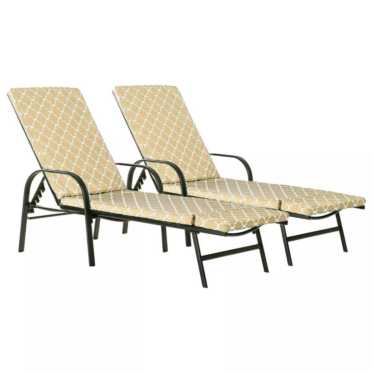 2x Sussex Sun Lounger Cushions Padded Outdoor Garden Mattress Beige Moroccan - Image 2