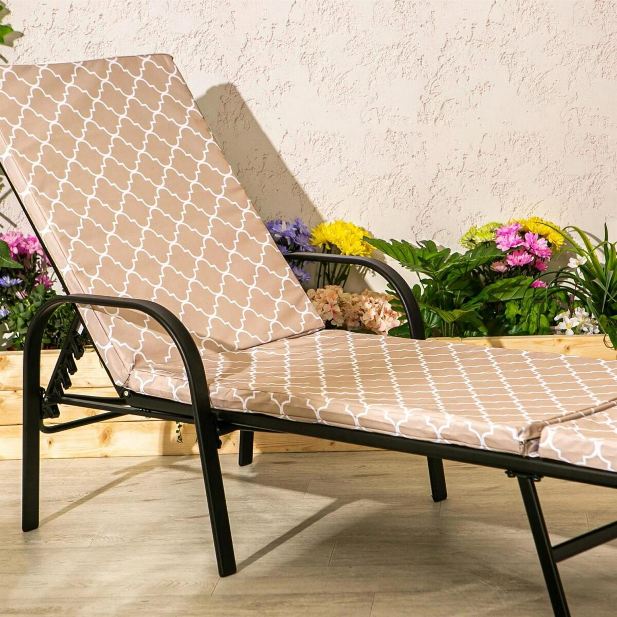 2x Sussex Sun Lounger Cushions Padded Outdoor Garden Mattress Beige Moroccan - Image 7