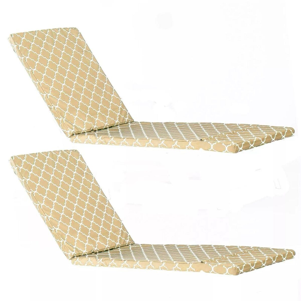 2x Sussex Sun Lounger Cushions Padded Outdoor Garden Mattress Beige Moroccan - Image 1