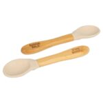 2x Tiny Dining Beige Bamboo Baby Feeding Spoons Soft Tip Toddler Weaning