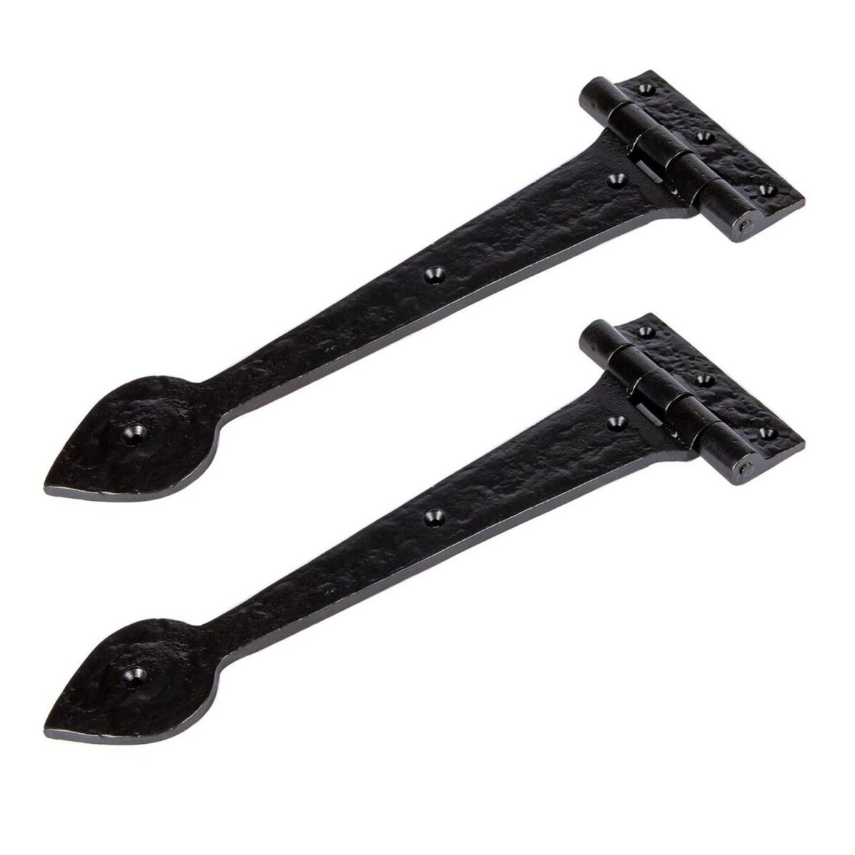 2x Traditional T-Hinge Cast Iron Antique Cupboard Door Hinges W290mm Black - Image 1