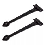 2x Traditional T-Hinge Cast Iron Antique Interior Exterior Hinges W405mm Black