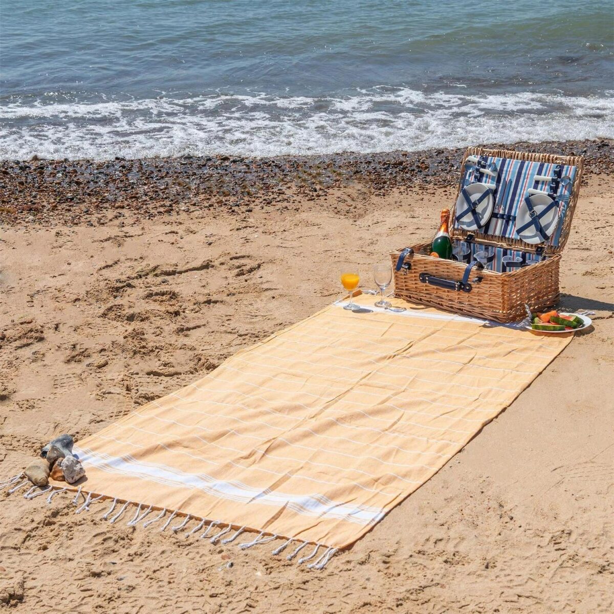 2x Turkish Cotton Bath Towels Lightweight Beach Peshtemal 170 x 90cm Mustard - Image 5