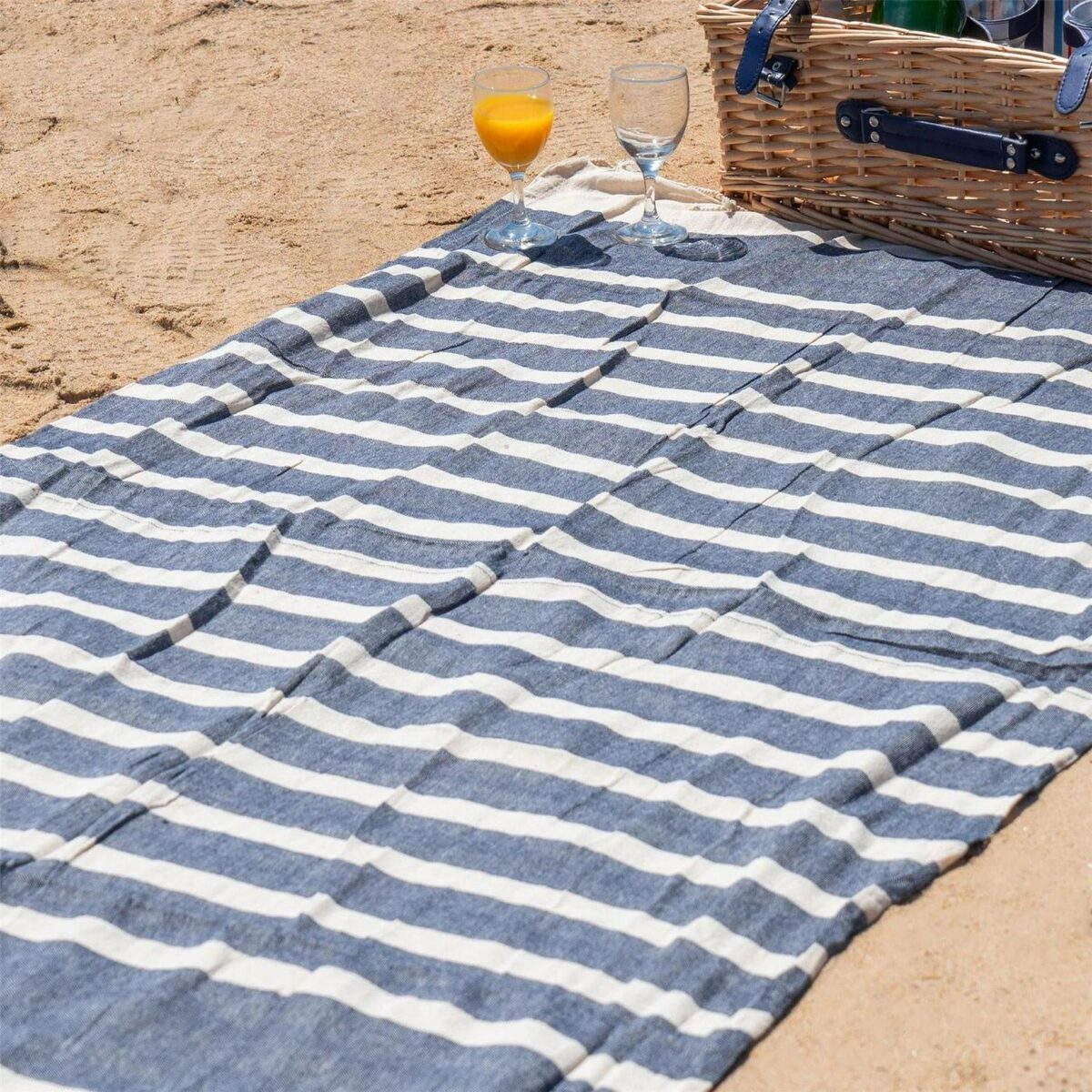 2x Turkish Cotton Bath Towels Lightweight Beach Peshtemal 170 x 90cm Navy - Image 6