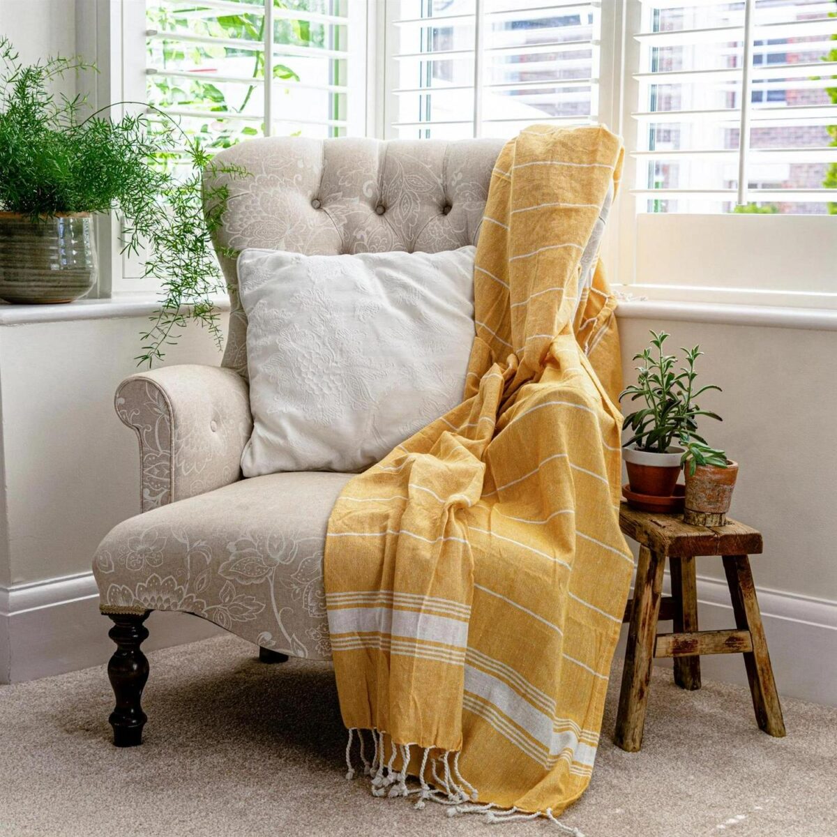 2x Turkish Cotton Bath Towels Lightweight Beach Peshtemal 170 x 90cm Mustard - Image 7