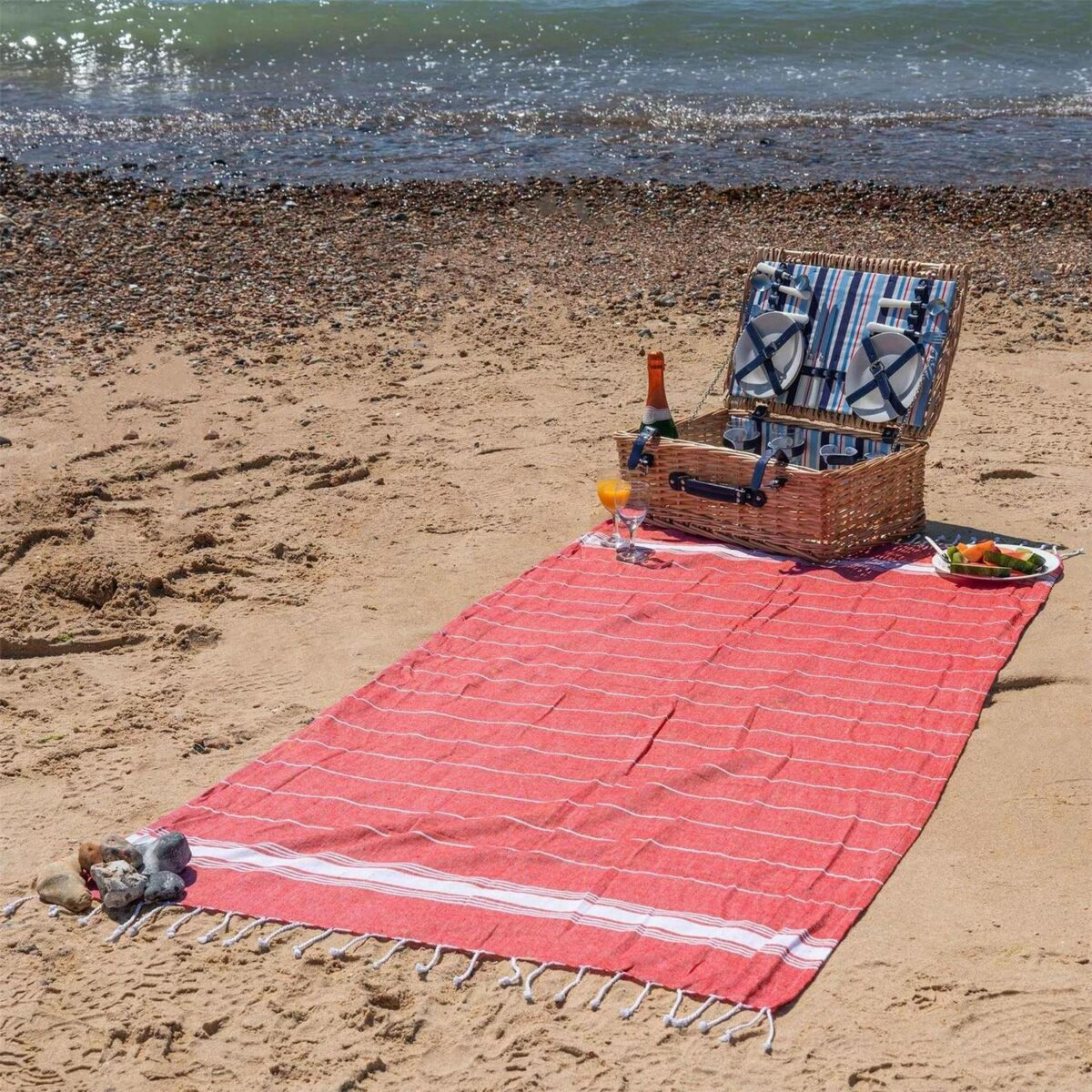 2x Turkish Cotton Bath Towels Lightweight Beach Peshtemal 170 x 90cm Red - Image 4
