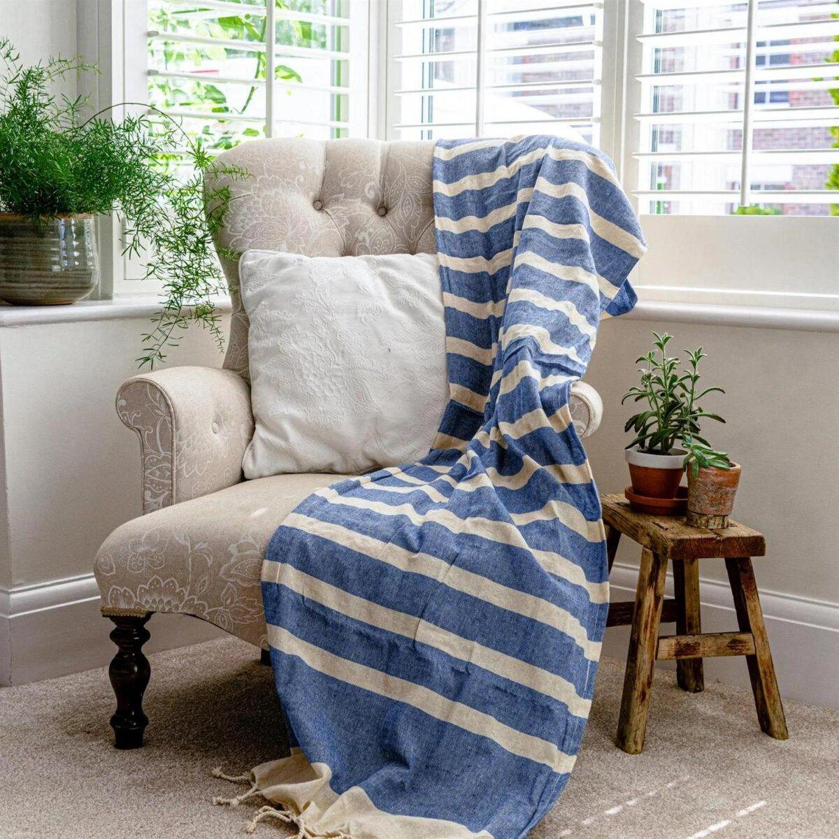 2x Turkish Cotton Bath Towels Lightweight Beach Peshtemal 170 x 90cm Navy - Image 7
