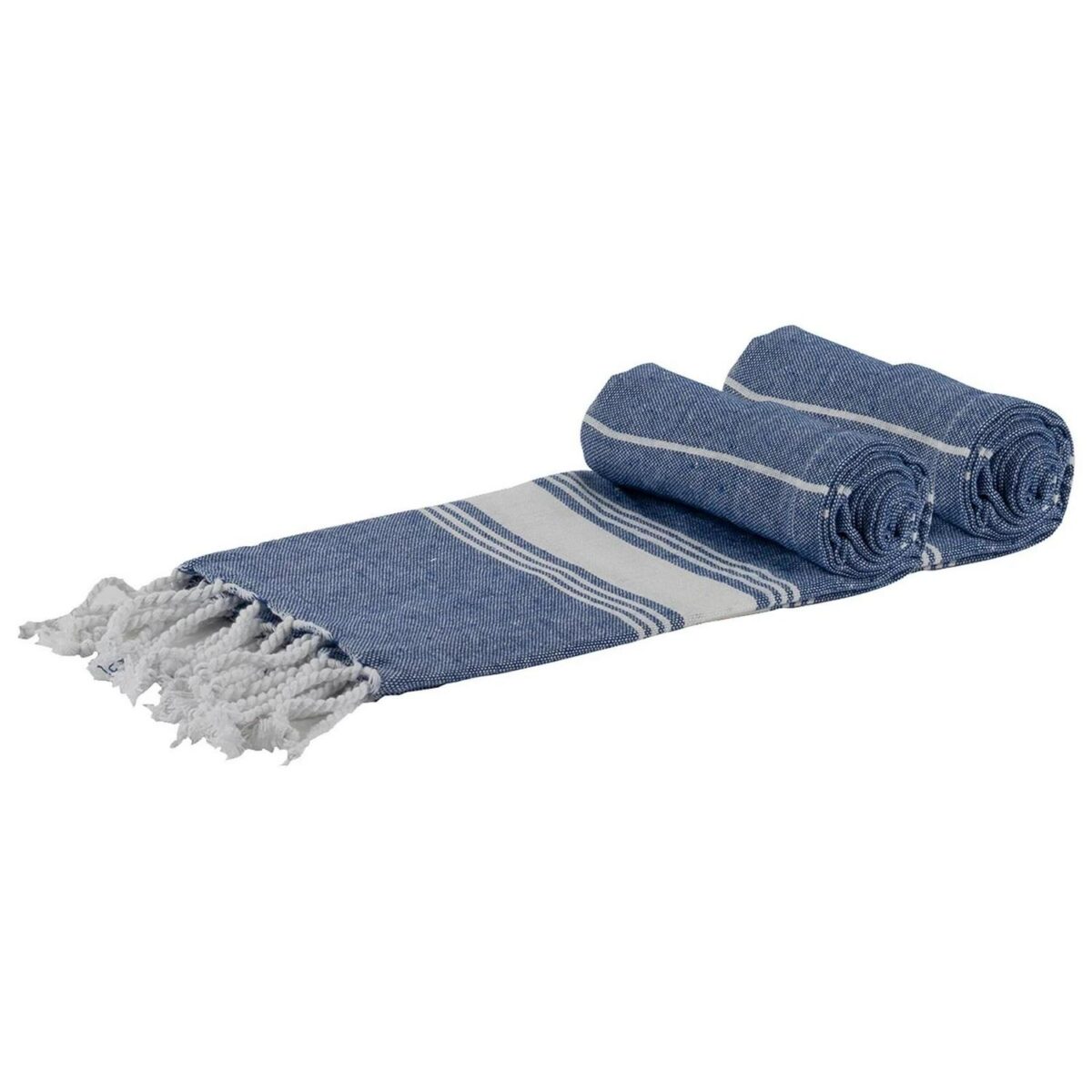 2x Turkish Cotton Children's Towels Lightweight Beach Peshtemal 100 x 60cm Navy - Image 1