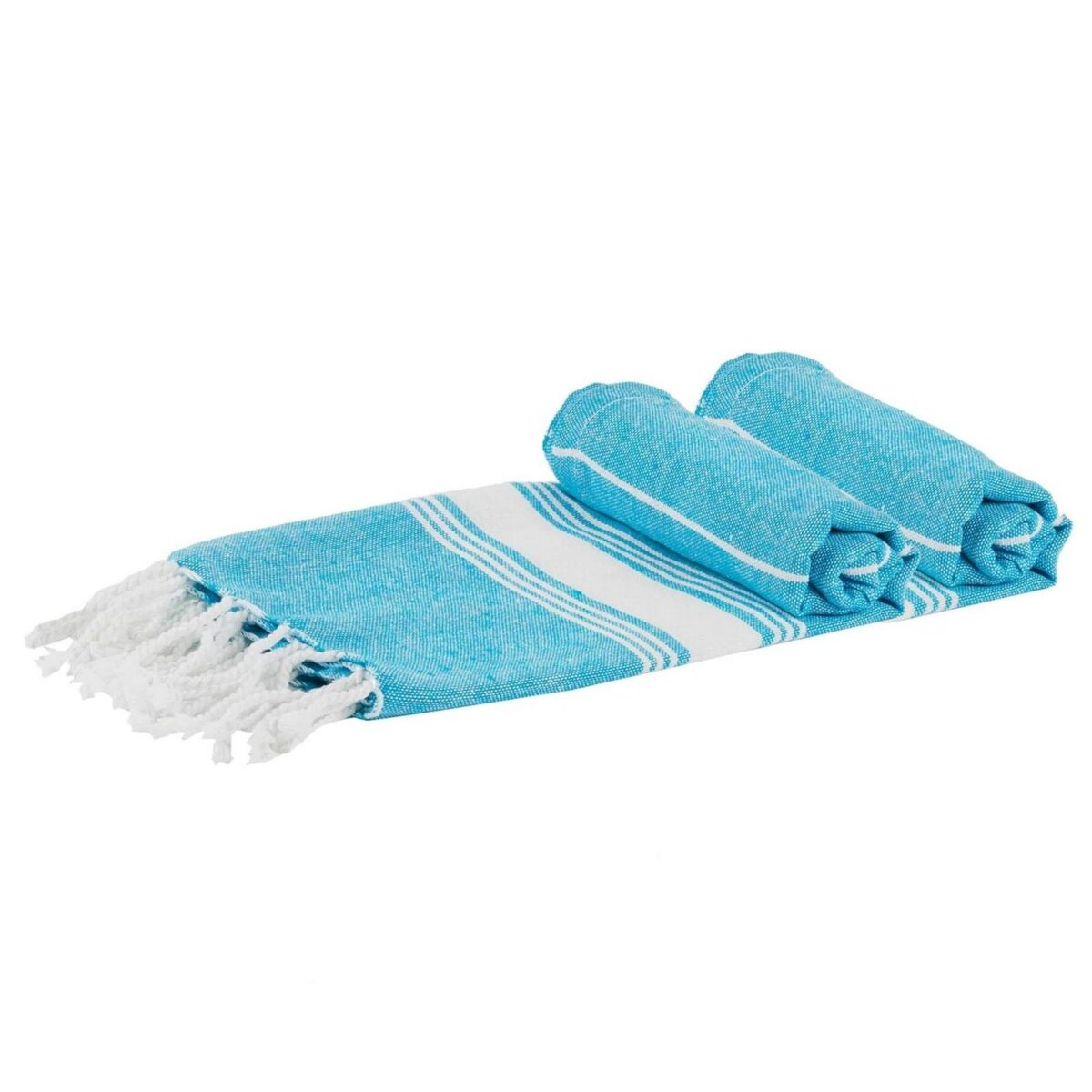 2x Turkish Cotton Children's Towels Lightweight Peshtemal 100 x 60cm Light Blue - Image 1