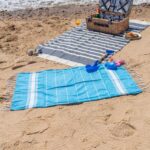 2x Turkish Cotton Children's Towels Lightweight Peshtemal 100 x 60cm Light Blue - Image 5