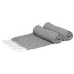 2x Turkish Cotton Chevron Bath Towels Lightweight Peshtemal 172 x 90cm Grey