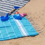 2x Turkish Cotton Children's Towels Lightweight Peshtemal 100 x 60cm Light Blue - Image 6