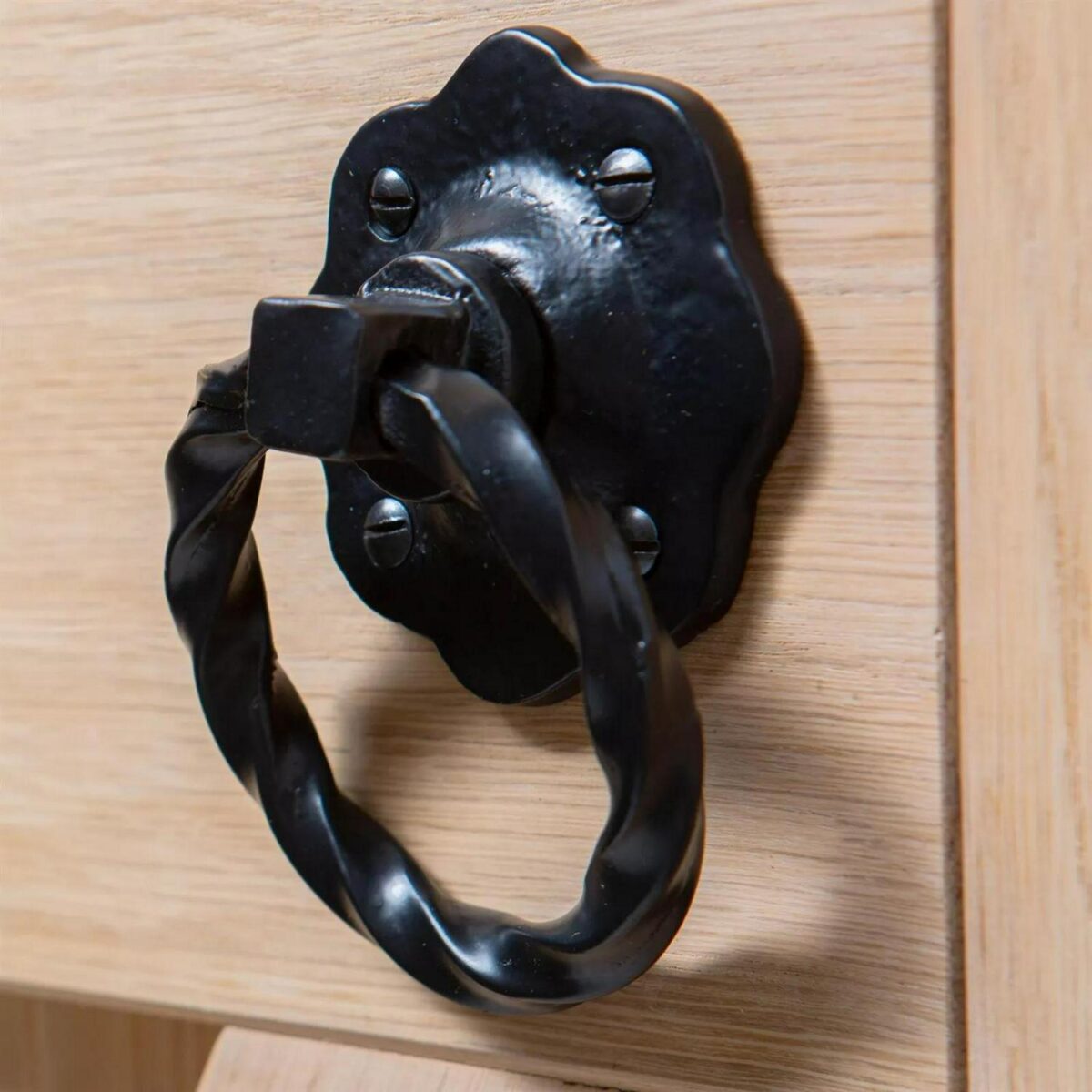 2x Twisted Rose Gate Handle Cast Iron Vintage Cottage Garden Door W75mm Black - Image 7