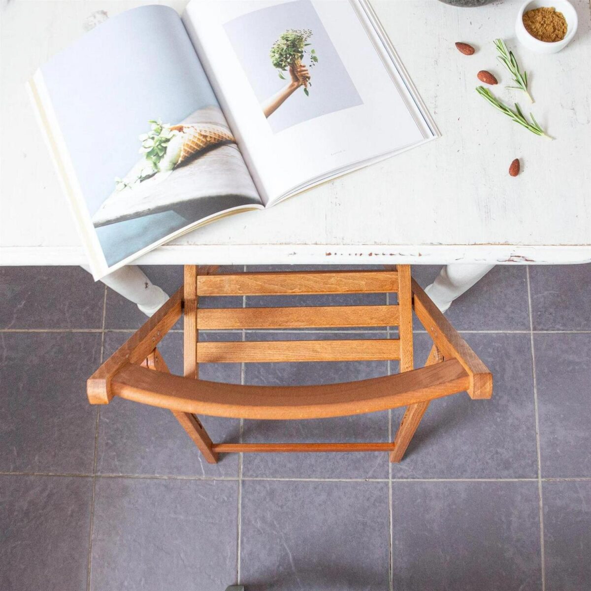 2x Walnut Wooden Folding Chairs Foldable Space Saving Slatted Office Dining Seat - Image 5