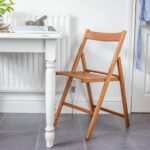 2x Walnut Wooden Folding Chairs Foldable Space Saving Slatted Office Dining Seat - Image 4