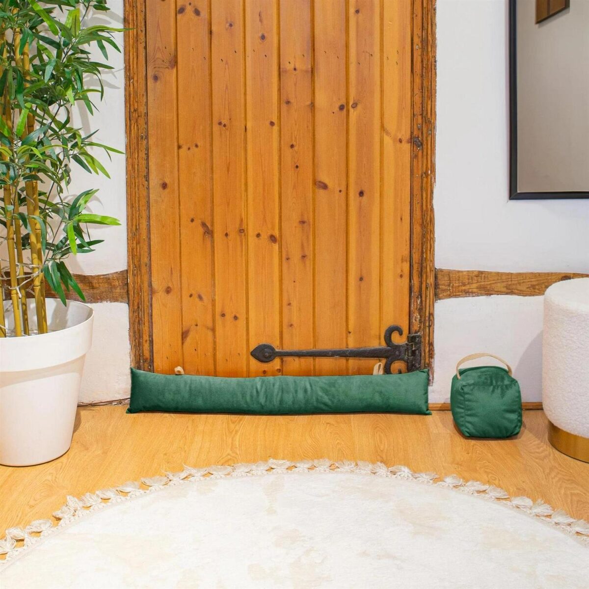 2x Weighted Door Stop Velvet Cube Doorstop Heavy Fabric Door Stopper Green - Image 5