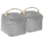 2x Weighted Door Stop Velvet Cube Doorstop Heavy Fabric Door Stopper Grey