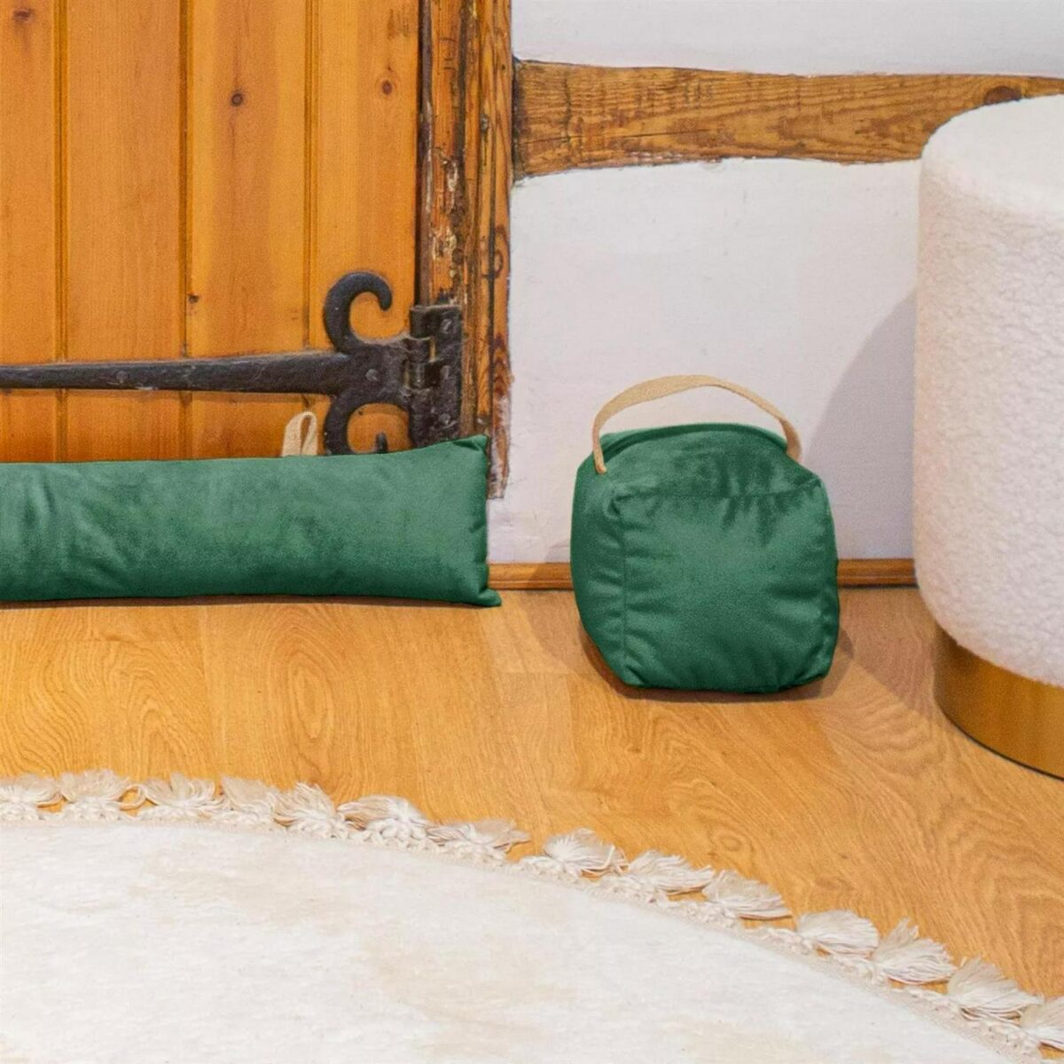 2x Weighted Door Stop Velvet Cube Doorstop Heavy Fabric Door Stopper Green - Image 6
