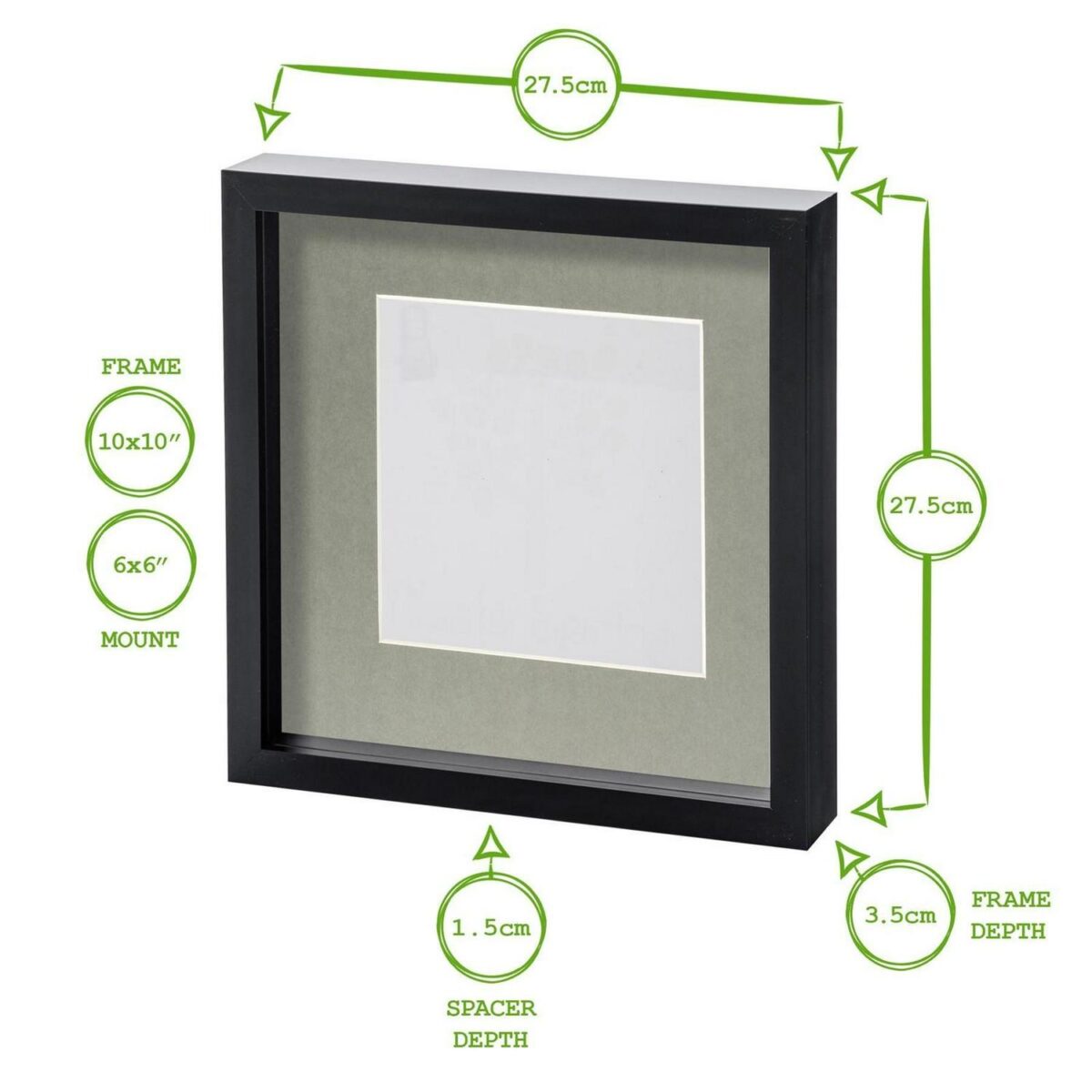 2x White 10  x 10  3D Box Photo Frames Grey 6  x 6  Mount Craft Shadow Picture - Image 4