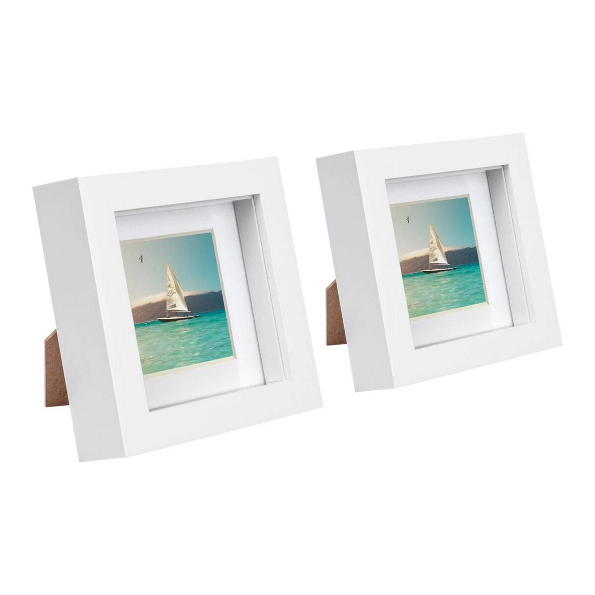 2x White 4  x 4  3D Box Photo Frames White 2  x 2  Mount Craft Shadow Picture - Image 1