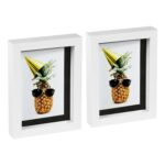 2x White 5 x 7 3D Box Photo Frames Black 4 x 6 Mount Craft Shadow Picture
