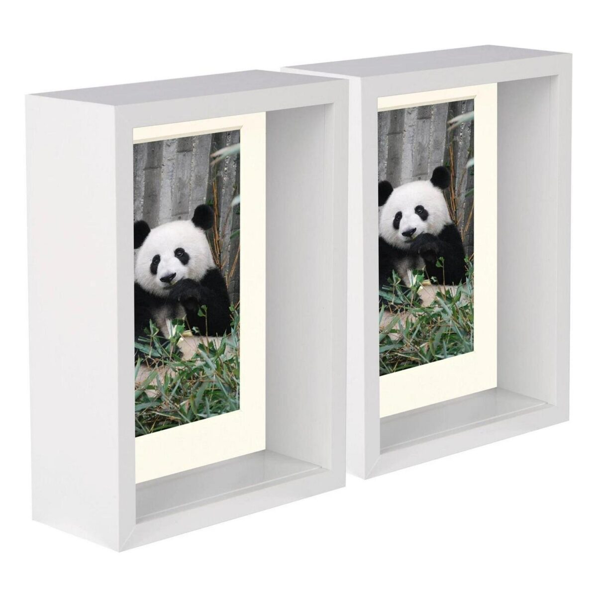 2x White 5  x 7  3D Deep Box Photo Frames Ivory 4  x 6  Mount Shadow Picture - Image 1