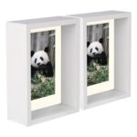 2x White 5 x 7 3D Deep Box Photo Frames Ivory 4 x 6 Mount Shadow Picture