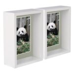 2x White 5 x 7 3D Deep Box Photo Frames Grey 4 x 6 Mount Shadow Picture