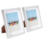 2x White 8 x 10 3D Box Photo Frames White 5 x 7 Mount Craft Shadow Picture