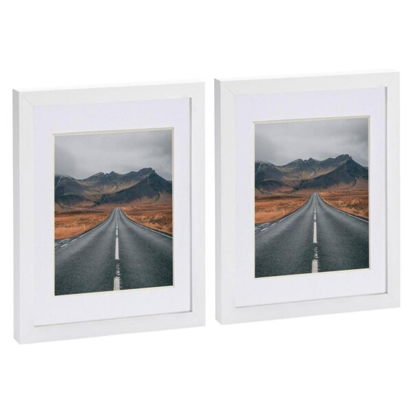 2x White 8  x 10  Photo Frames with White 5  x 7  Mount Picture Décor