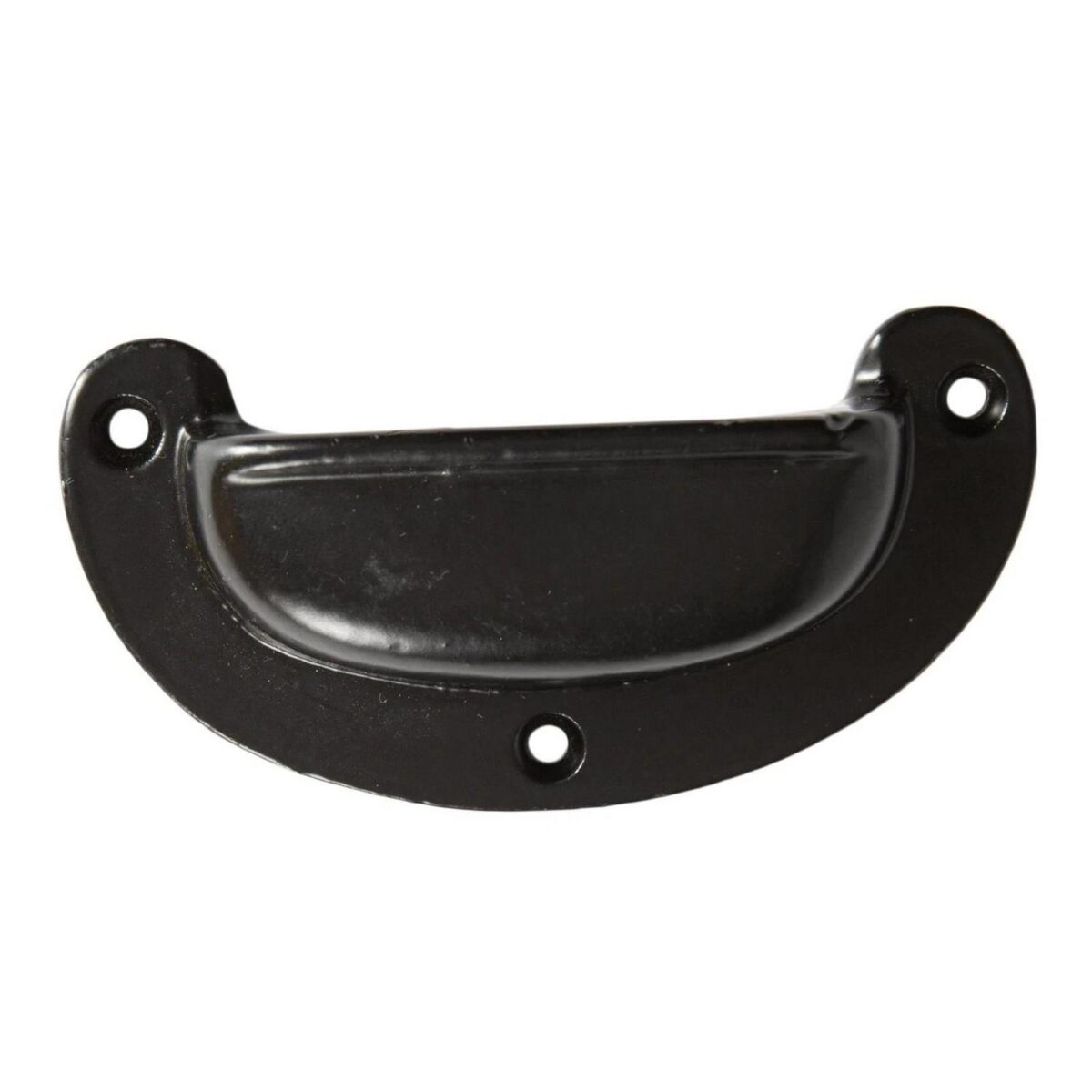 2x Wide Lipped Cabinet Cup Handle Cast Iron Handles 95mm x 40mm Black - Image 3