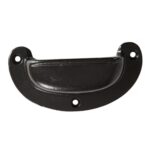 2x Wide Lipped Cabinet Cup Handle Cast Iron Handles 95mm x 40mm Black - Image 3
