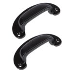 2x Wide Lipped Cabinet Cup Handle Cast Iron Handles 95mm x 40mm Black
