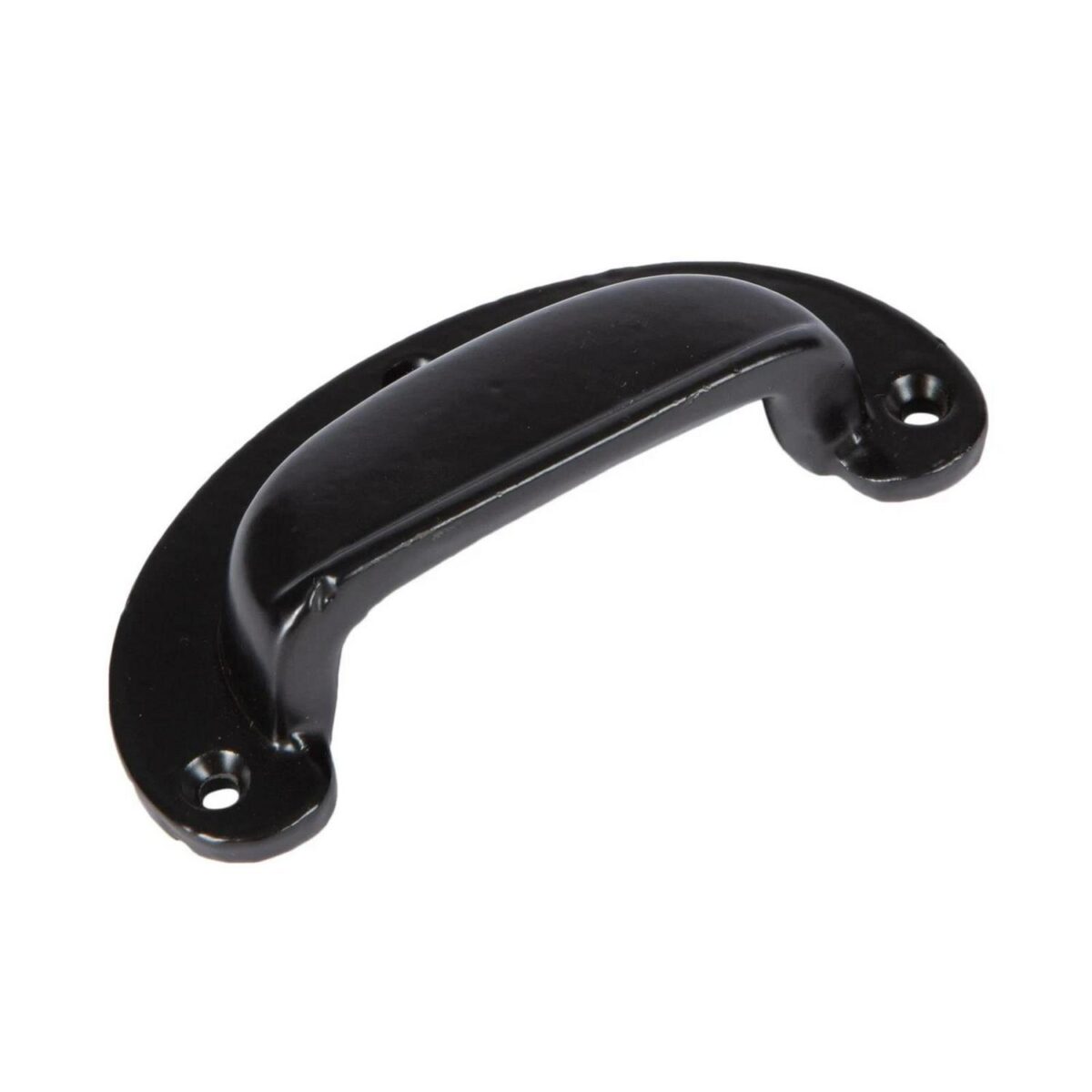 2x Wide Lipped Cabinet Cup Handle Cast Iron Handles 95mm x 40mm Black - Image 4