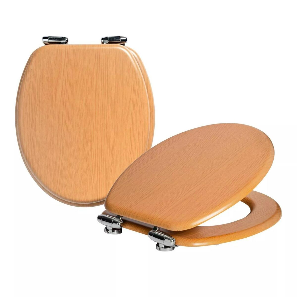 2x Wooden Soft Close Toilet Seats Durable Oval Shape WC Lid 36.5 x 43cm Beech - Image 1