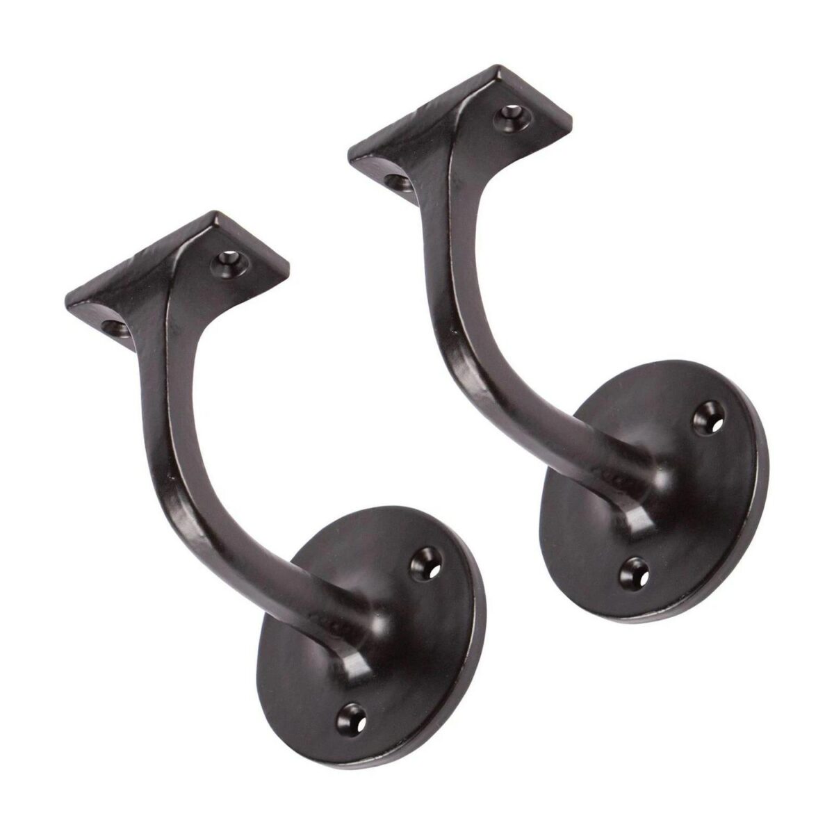 2x Wrought Iron Handrail Bracket Cast Iron Antique Rail D75mm x H85mm Black - Image 1