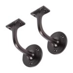 2x Wrought Iron Handrail Bracket Cast Iron Antique Rail D75mm x H85mm Black
