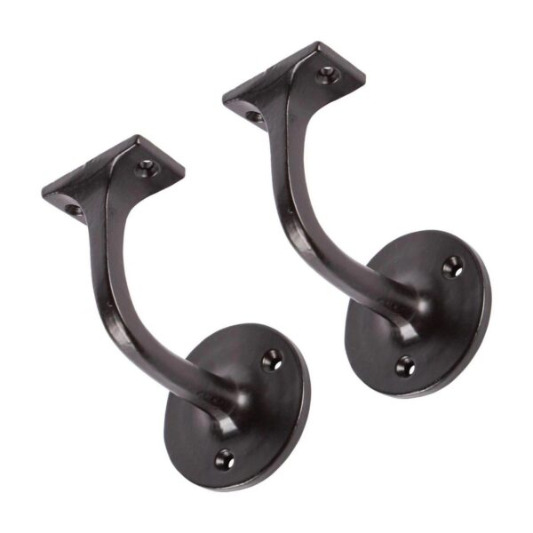 2x Wrought Iron Handrail Bracket Cast Iron Antique Rail D75mm x H85mm Black