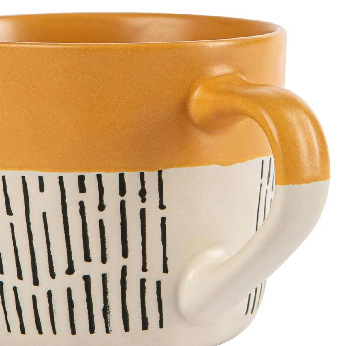 2x Yellow 450ml Dipped Dash Stoneware Coffee Mugs Large Ceramic Tea Cups Set - Image 4