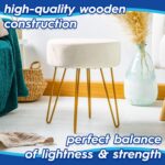 2x Yellow/Silver H40 x D35cm Round Velvet Footstools Ottoman Stool Pouffe Seat - Image 2