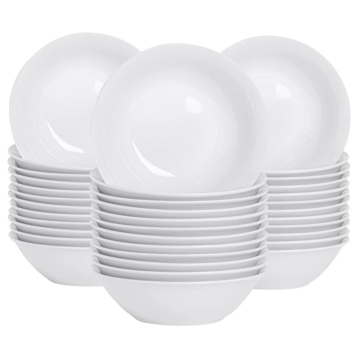 36x Classic White Cereal Bowls 18cm Porcelain Ice Cream Oatmeal Dishes - Image 1