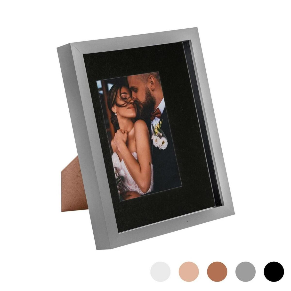 3D Box Photo Frame Acrylic Picture Display 8 x 10  with 4 x 6  Mount Grey/Black - Image 1
