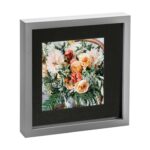 3D Box Photo Frame Acrylic Display 10 x 10 with 6 x 6 Mount Grey/Black