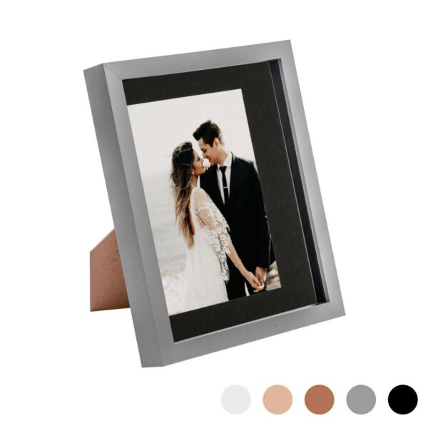 3D Box Photo Frame Acrylic Picture Display 8 x 10  with 5 x 7  Mount Grey/Black