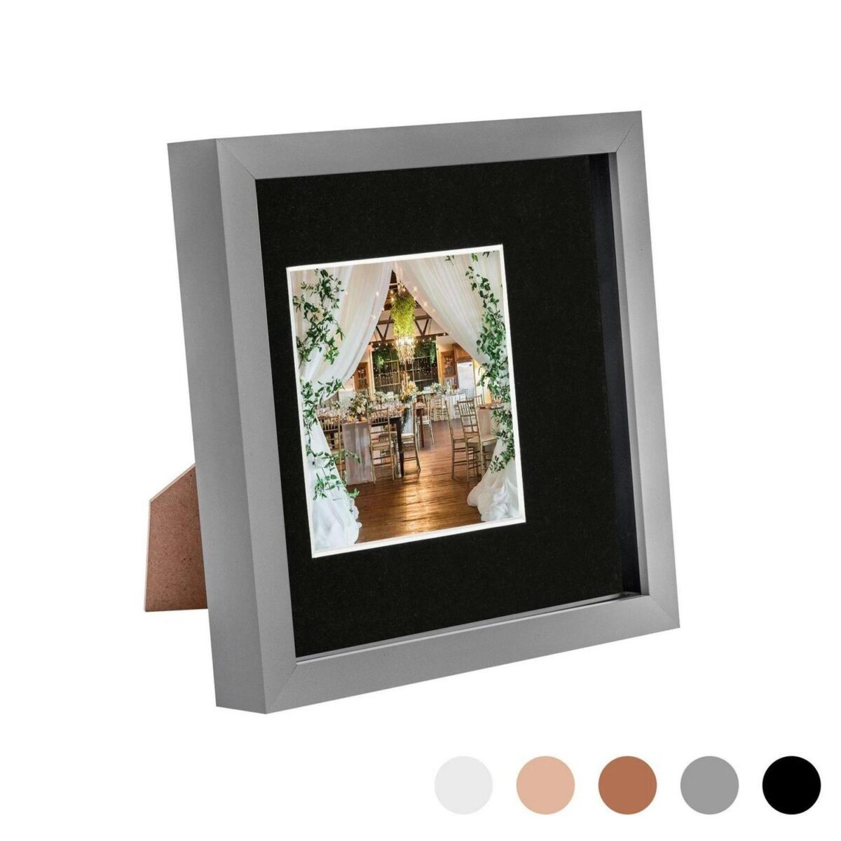 3D Box Photo Frame Acrylic Picture Display 8 x 8  with 4 x 4  Mount Grey/Black - Image 1