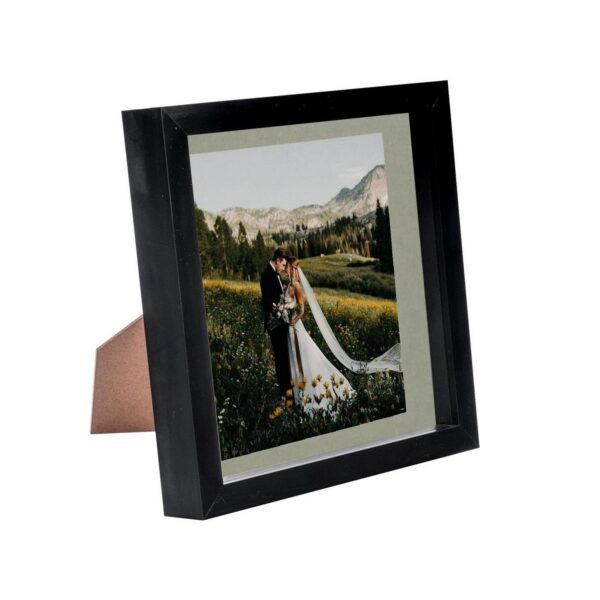 3D Box Photo Frame Hanging Picture Display 8 x 8  with 6 x 6  Mount Black/Grey