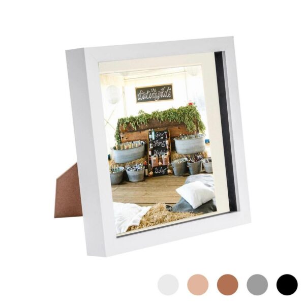 3D Box Photo Frame Hanging Picture Display 8 x 8  with 6 x 6  Mount White/Ivory