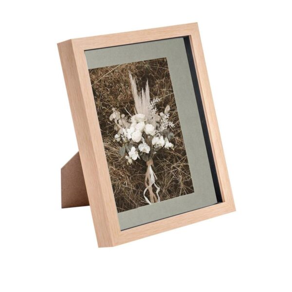 3D Box Photo Frame Picture Display 8 x 10  with 5 x 7  Mount Light Wood/Grey