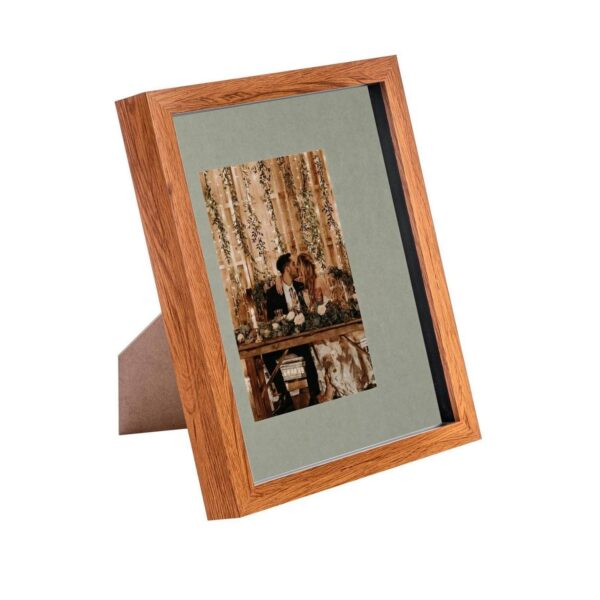 3D Box Photo Frame Picture Display 8 x 10  with 4 x 6  Mount Dark Wood/Grey